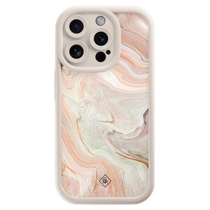Casimoda iPhone 15 Pro beige case - Marmer waves