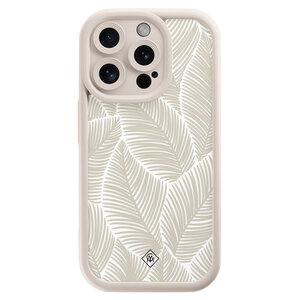 Casimoda iPhone 15 Pro beige case - Palmy leaves beige