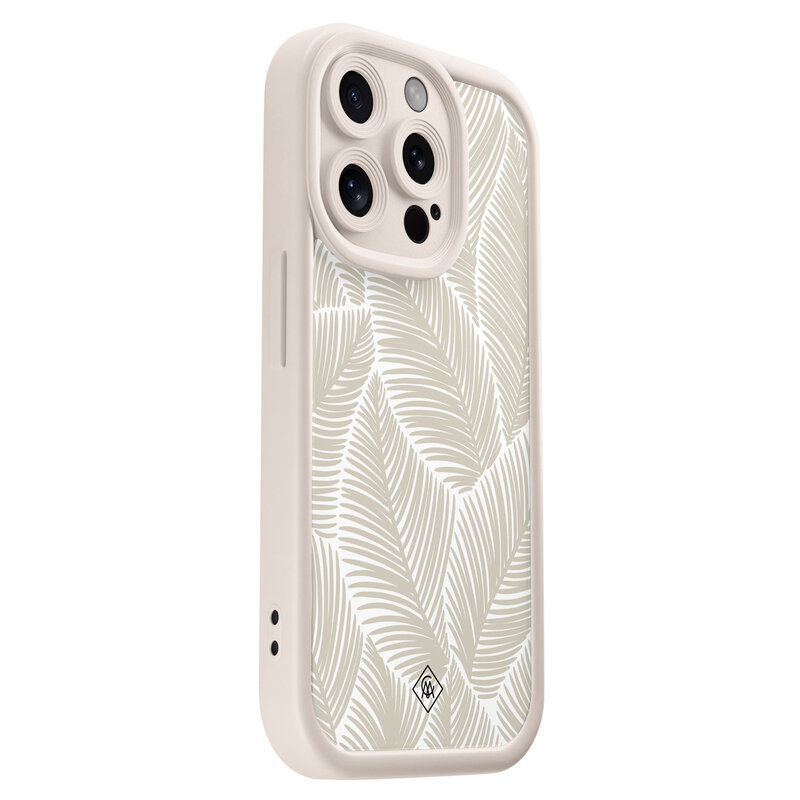 Casimoda iPhone 15 Pro beige case - Palmy leaves beige