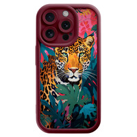 Casimoda iPhone 15 Pro rode case - Luipaard jungle