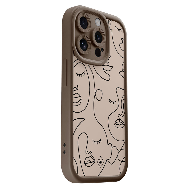 Casimoda iPhone 15 Pro bruine case - Abstract faces