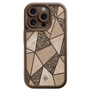 Casimoda iPhone 15 Pro bruine case - Leopard abstract