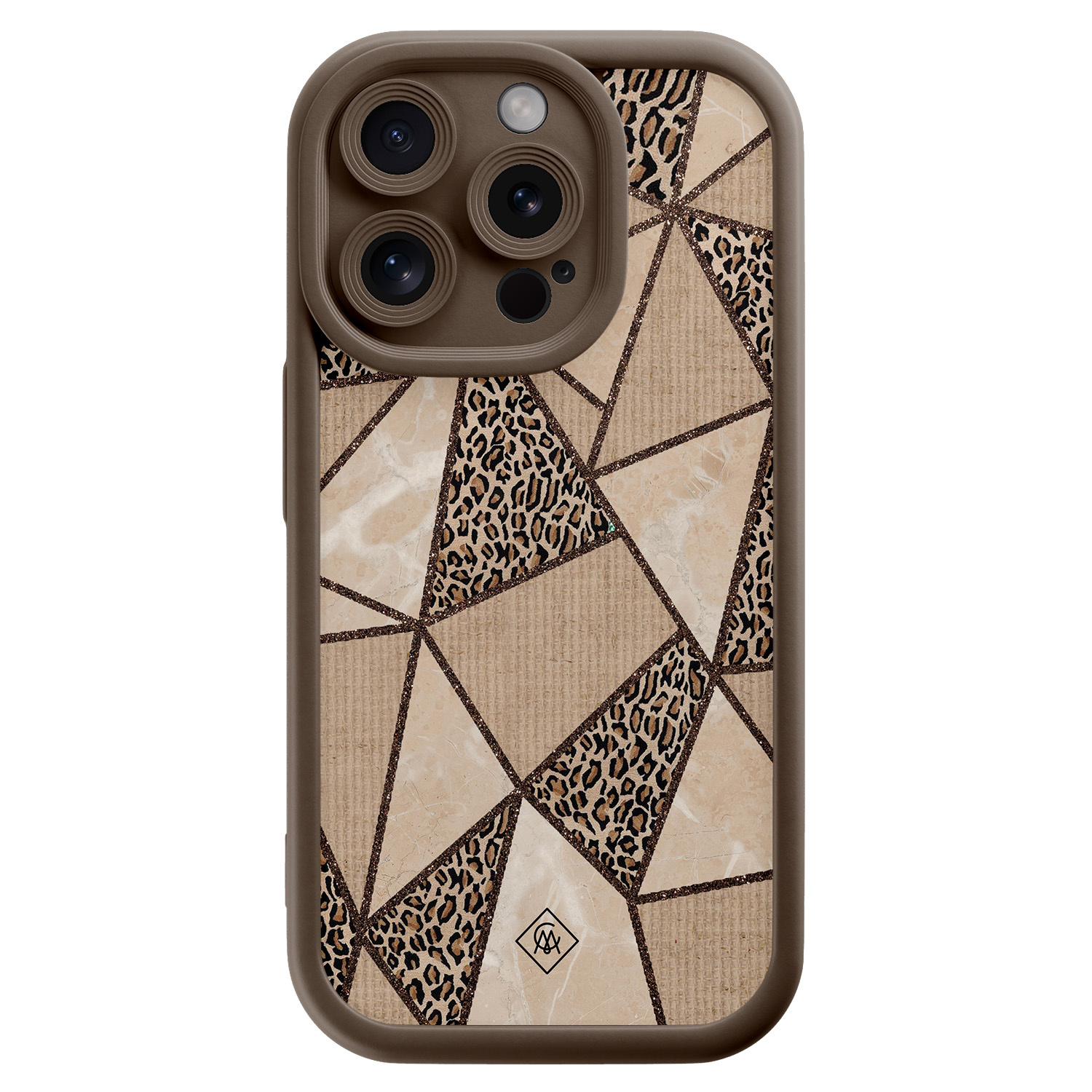 iPhone 15 Pro bruine case - Leopard abstract