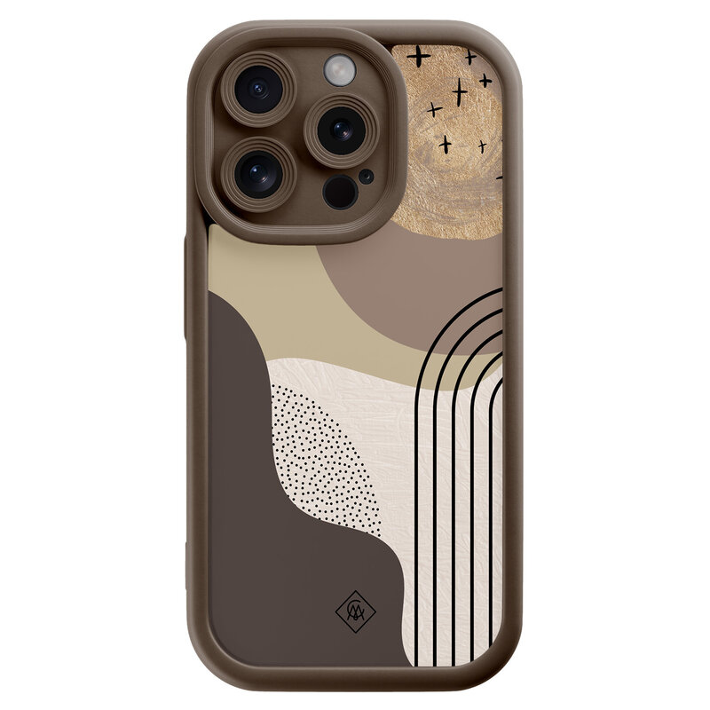 Casimoda iPhone 15 Pro bruine case - Abstract almond shapes