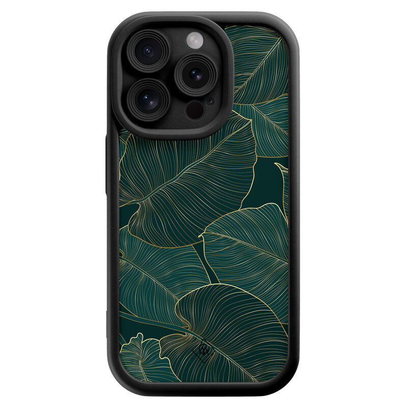 Casimoda iPhone 15 Pro zwarte case - Monstera leaves
