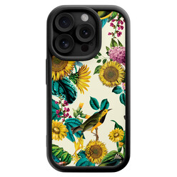 Casimoda iPhone 15 Pro zwarte case - Sunflowers