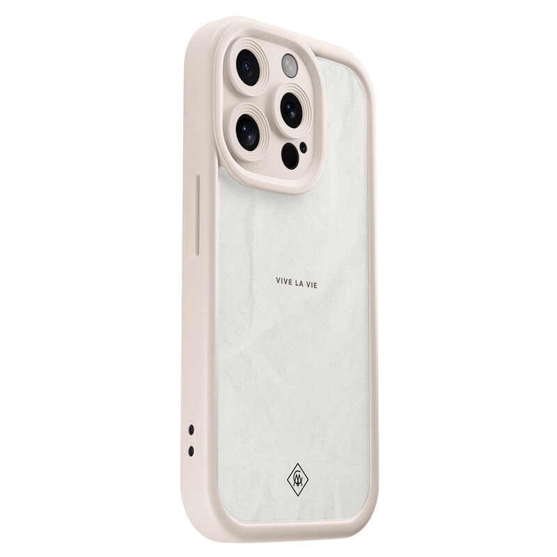 Casimoda iPhone 15 Pro beige case - Vive la vie