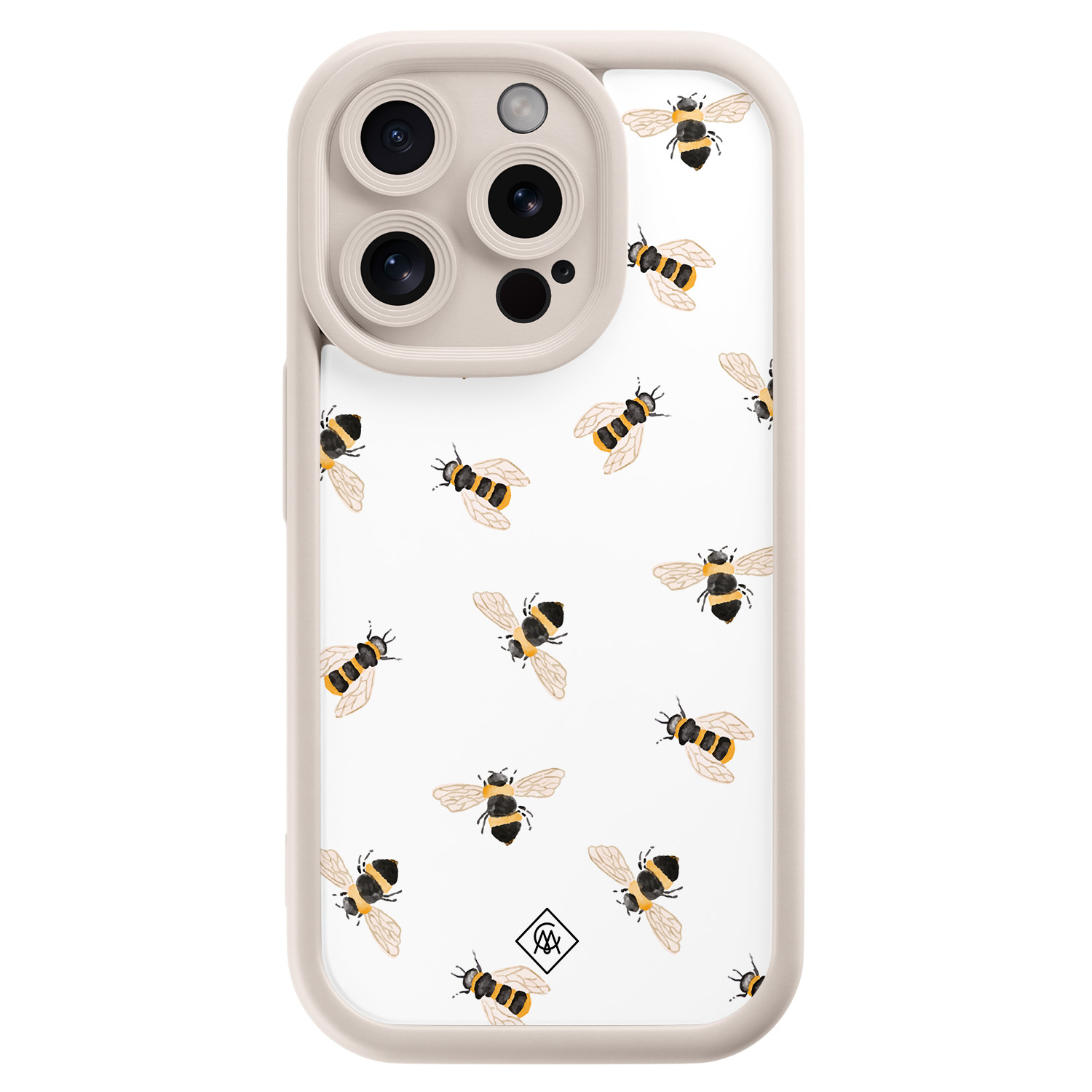 iPhone 15 Pro beige case - Bee happy