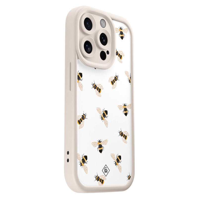Casimoda iPhone 15 Pro beige case - Bee happy