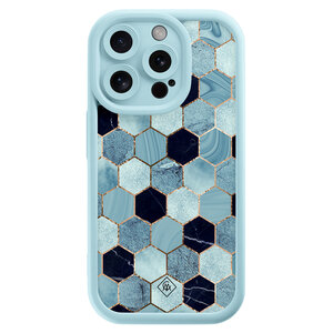 Casimoda iPhone 15 Pro blauwe case - Blue cubes
