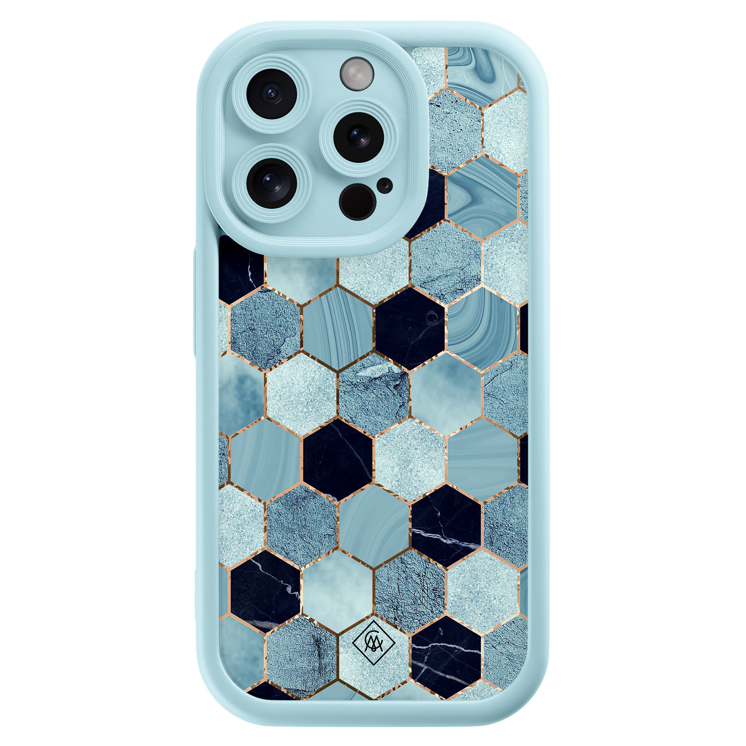 iPhone 15 Pro blauwe case - Blue cubes