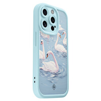 Casimoda iPhone 15 Pro blauwe case - Zwanen