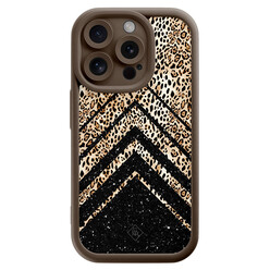 Casimoda iPhone 15 Pro bruine case - Luipaard chevron