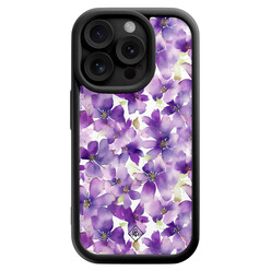 Casimoda iPhone 15 Pro zwarte case - Floral violet