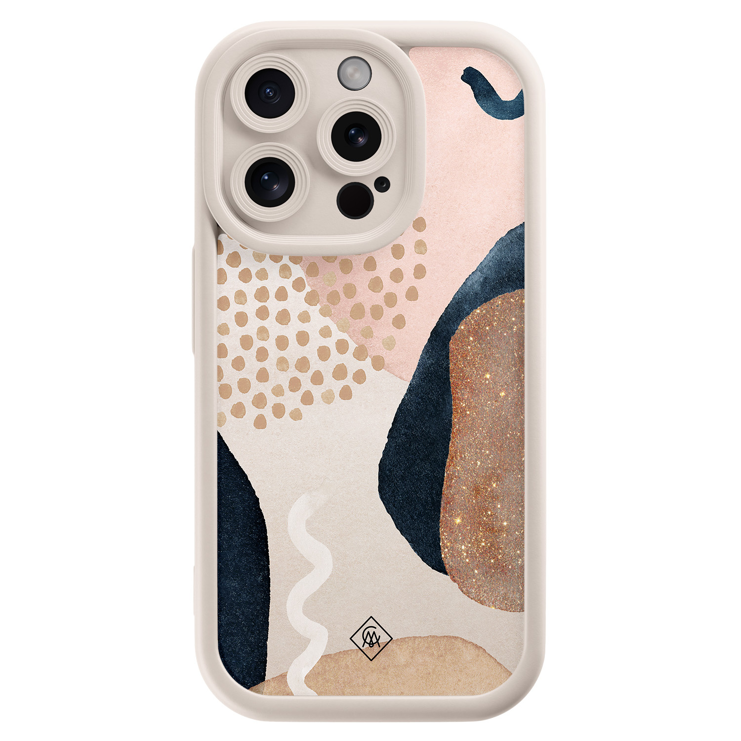 iPhone 15 Pro beige case - Abstract dots