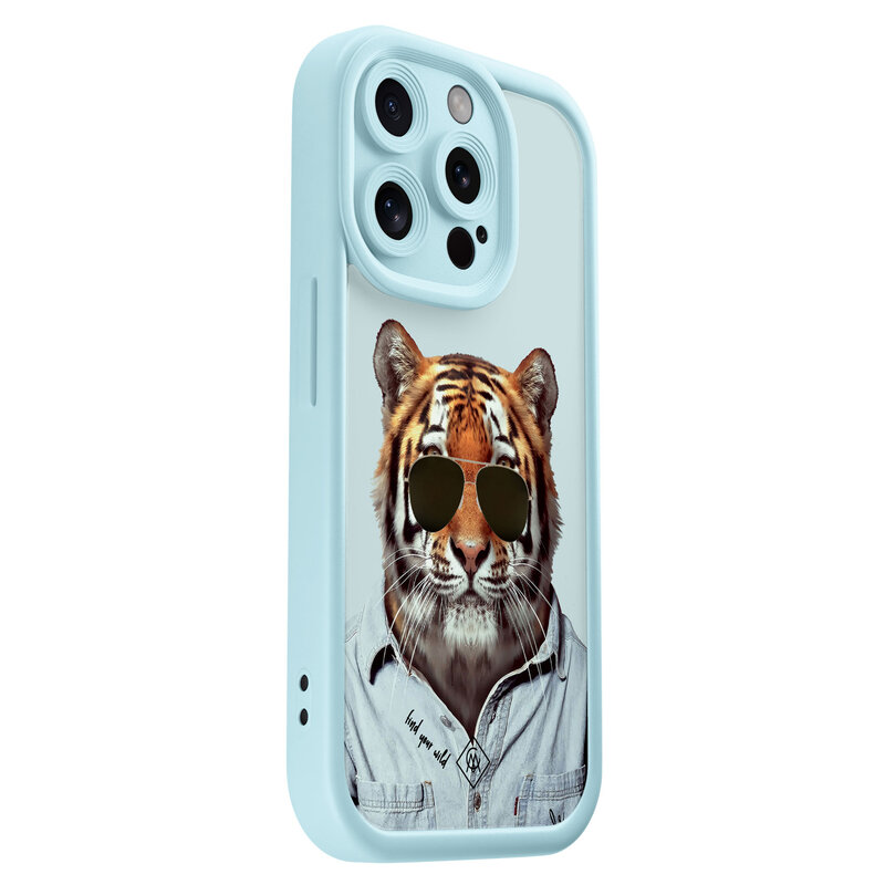 Casimoda iPhone 15 Pro blauwe case - Tijger wild