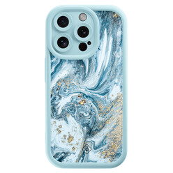 Casimoda iPhone 15 Pro blauwe case - Marble sea