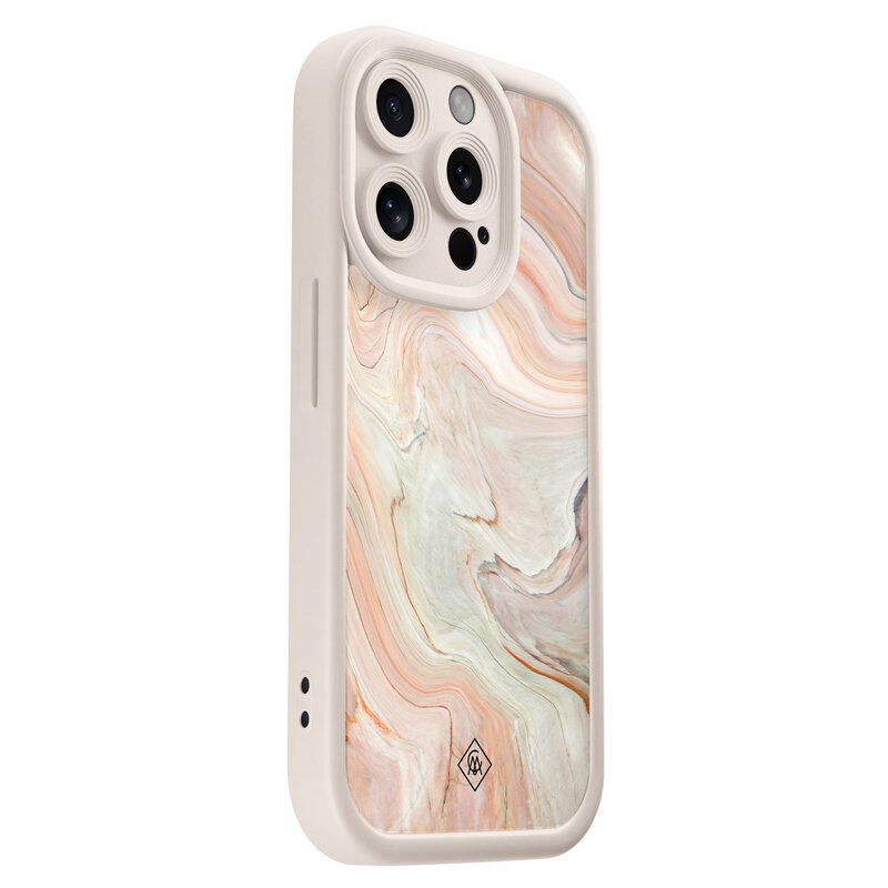 Casimoda iPhone 14 Pro beige case - Marmer waves