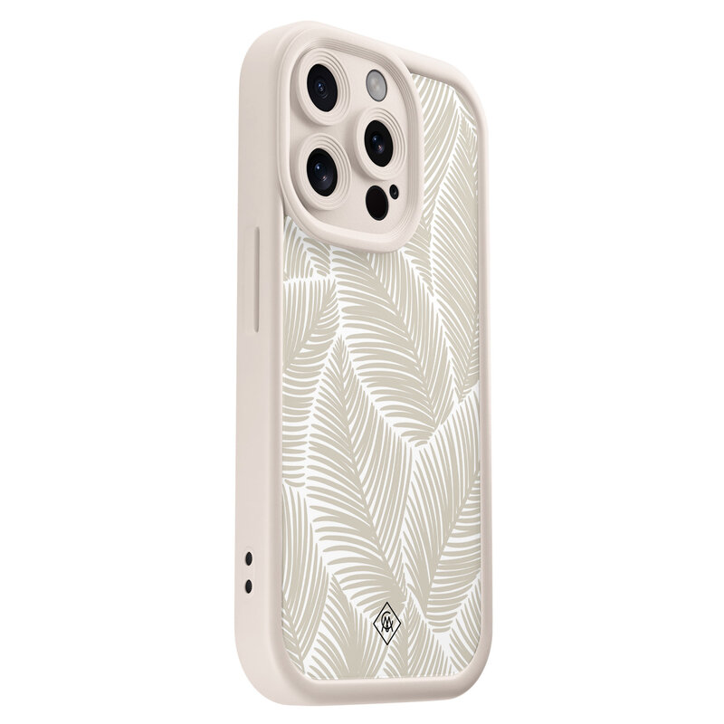 Casimoda iPhone 14 Pro beige case - Palmy leaves beige