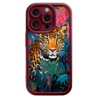 Casimoda iPhone 14 Pro rode case - Luipaard jungle