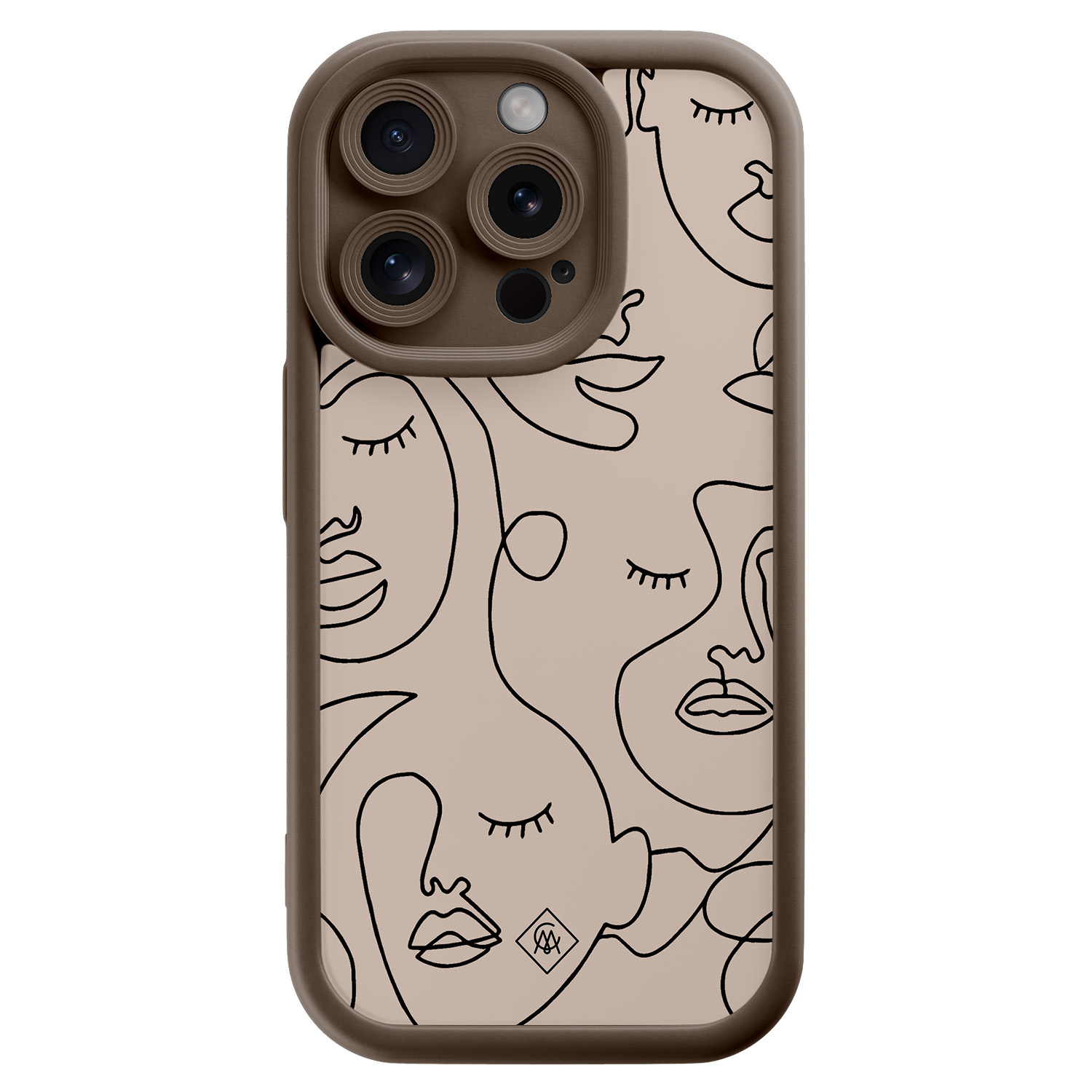 iPhone 14 Pro bruine case - Abstract faces