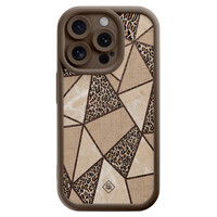 Casimoda iPhone 14 Pro bruine case - Leopard abstract