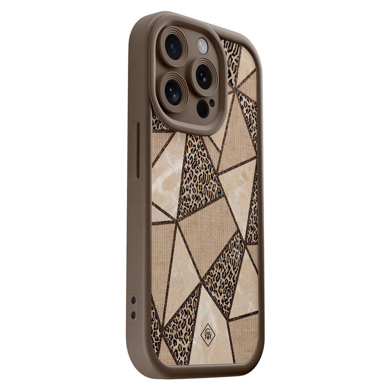 Casimoda iPhone 14 Pro bruine case - Leopard abstract