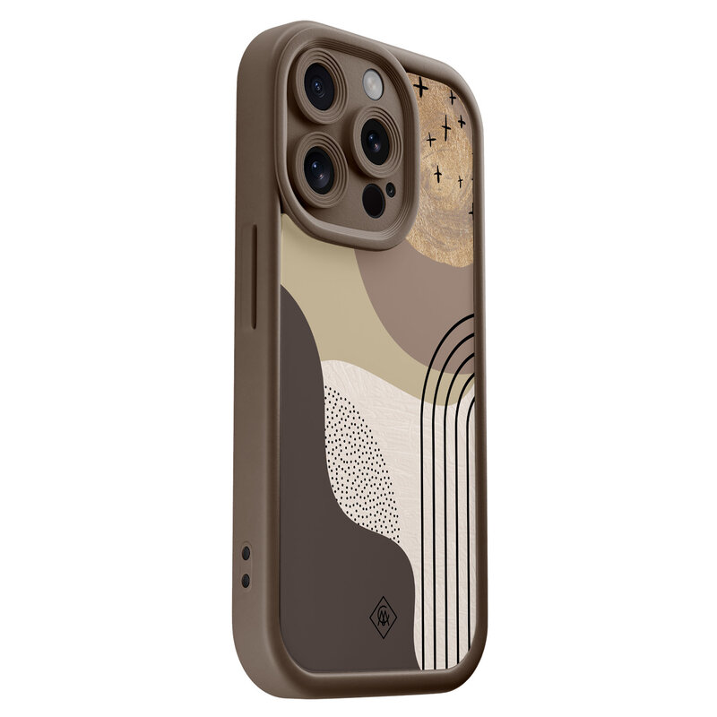 Casimoda iPhone 14 Pro bruine case - Abstract almond shapes