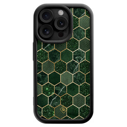 Casimoda iPhone 14 Pro zwarte case - Kubus groen