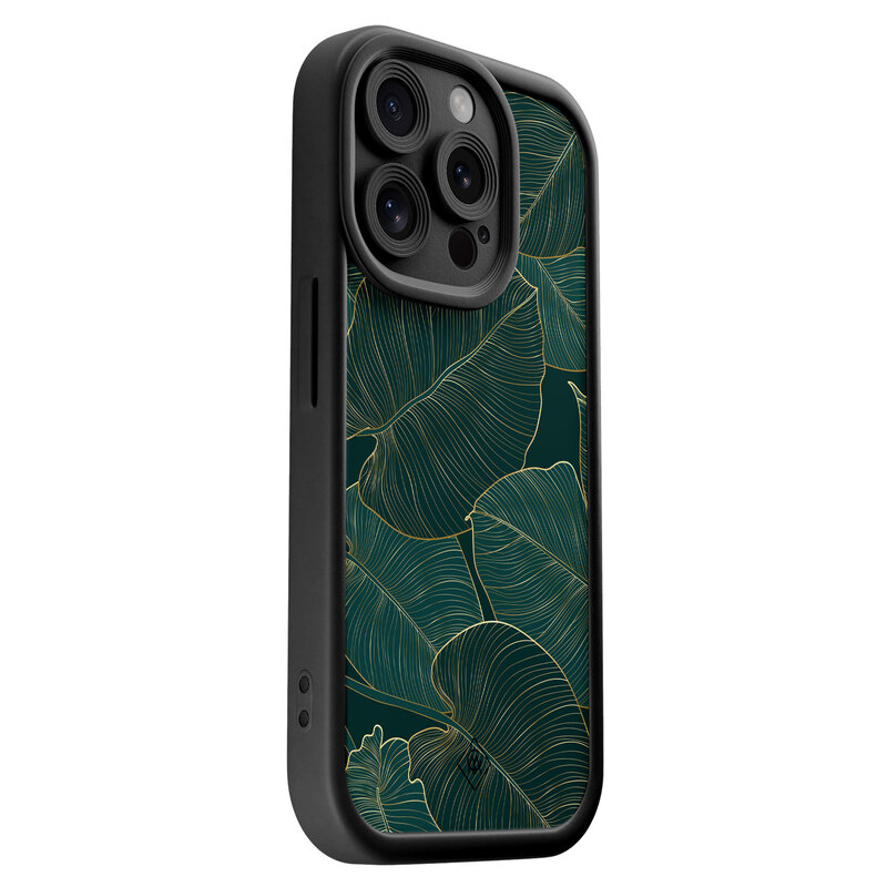 Casimoda iPhone 14 Pro zwarte case - Monstera leaves