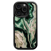 Casimoda iPhone 14 Pro zwarte case - Green waves