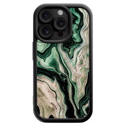 Casimoda iPhone 14 Pro zwarte case - Green waves