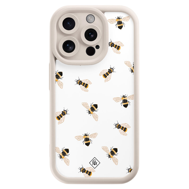 Casimoda iPhone 14 Pro beige case - Bee happy