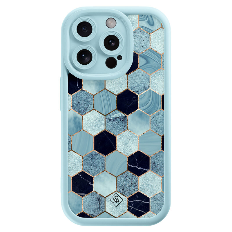 Casimoda iPhone 14 Pro blauwe case - Blue cubes