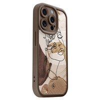 Casimoda iPhone 14 Pro bruine case - Abstract gezicht bruin