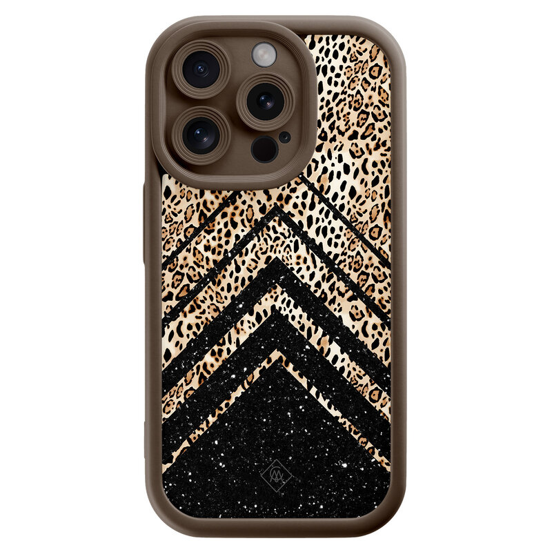 Casimoda iPhone 14 Pro bruine case - Luipaard chevron