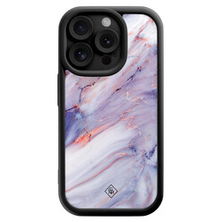 Casimoda iPhone 14 Pro zwarte case - Marmer paars