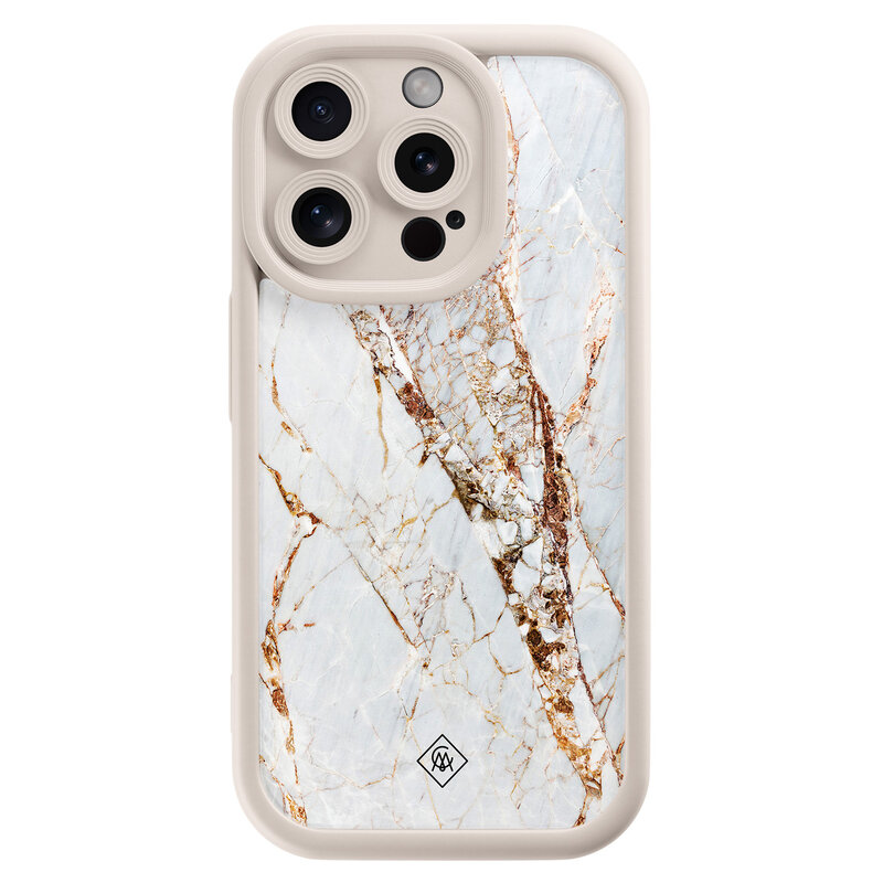 Casimoda iPhone 14 Pro beige case - Marmer goud