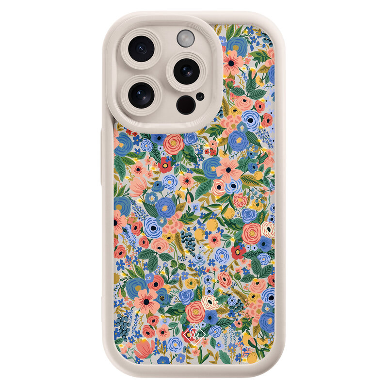 Casimoda iPhone 14 Pro beige case - Floral garden