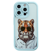 Casimoda iPhone 14 Pro blauwe case - Tijger wild