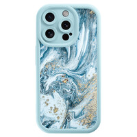 Casimoda iPhone 14 Pro blauwe case - Marble sea