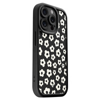 Casimoda iPhone 14 Pro zwarte case - Retro bloempjes