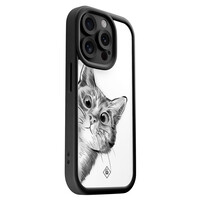 Casimoda iPhone 14 Pro zwarte case - Kat kiekeboe