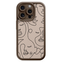 Casimoda iPhone 13 Pro bruine case - Abstract faces