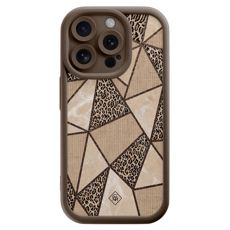 Casimoda iPhone 13 Pro bruine case - Leopard abstract