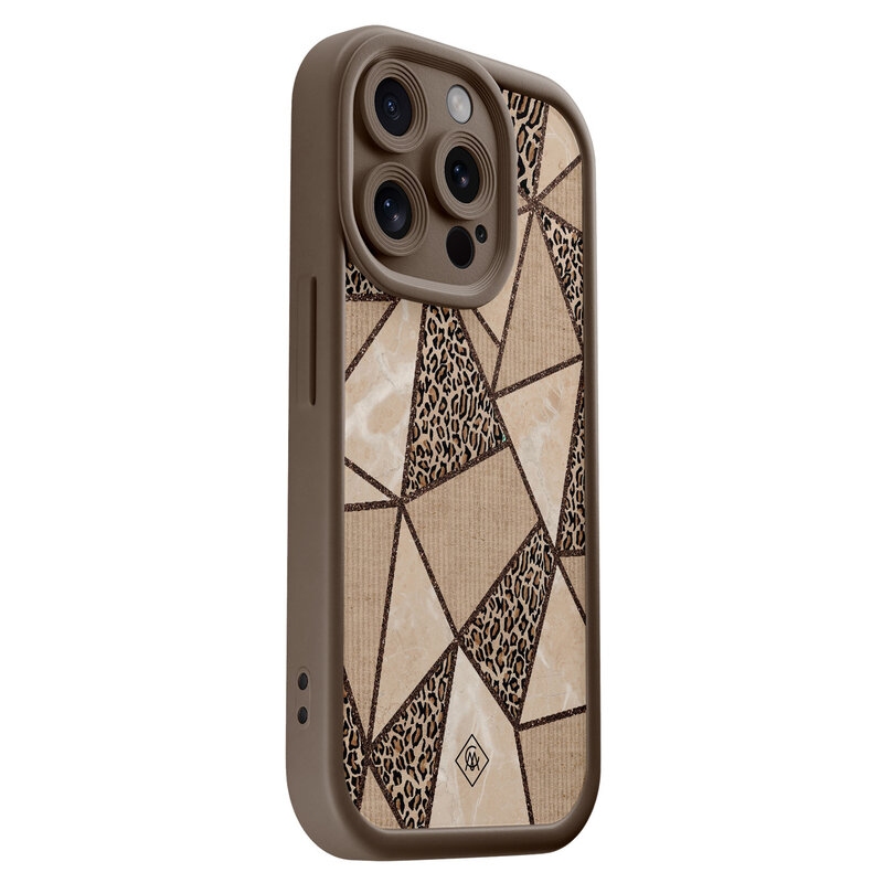 Casimoda iPhone 13 Pro bruine case - Leopard abstract