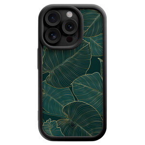 Casimoda iPhone 13 Pro zwarte case - Monstera leaves