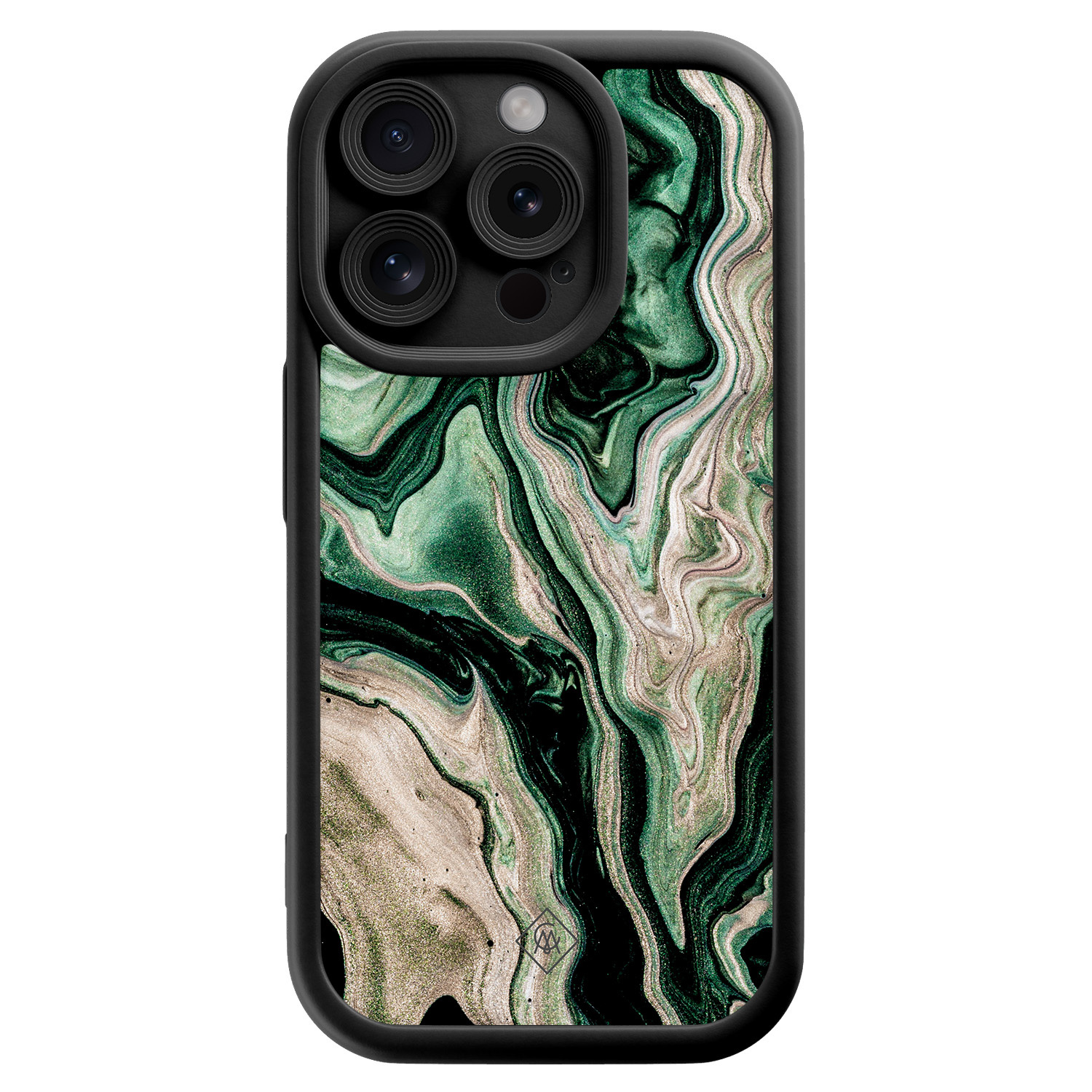 iPhone 13 Pro zwarte case - Green waves