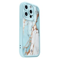 Casimoda iPhone 13 Pro blauwe case - Marmer lichtblauw