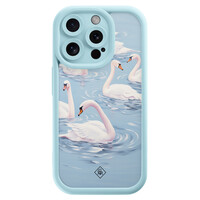 Casimoda iPhone 13 Pro blauwe case - Zwanen